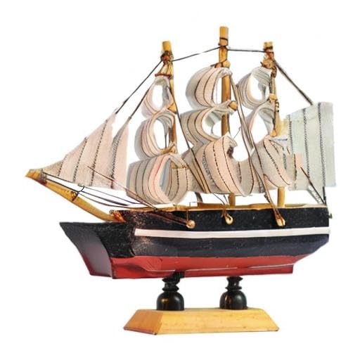 Wooden Sailboat Model Small Sailboat Ornament Retro Ship Decor Nautical Tabletop Boat Decoration Antique Boat for Home Office Ocean Theme Party (4.3 * 4.7in) Veemoon