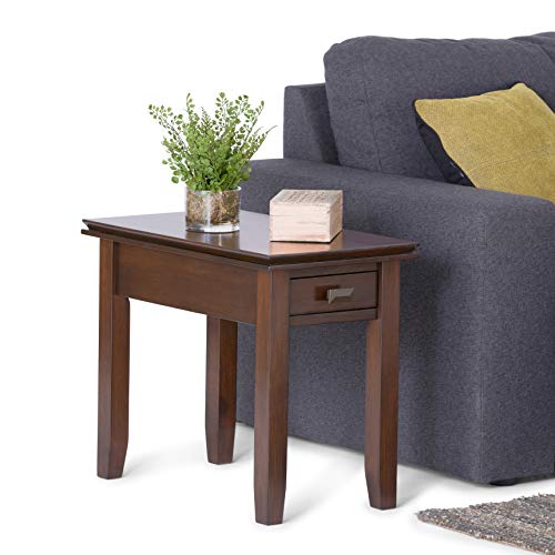 SIMPLIHOME Artisan SOLID WOOD 14 inch wide Rectangle Narrow End Side Table in Russet Brown with Storage, 1 Drawer, for the Living Room and Bedroom SIMPLIHOME