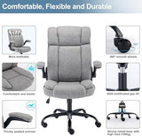 BRTHORY Office Chair High Back Ergonomic Executive Computer Desk Chair Comfortable Fabric Padded Home Office Desk Chairs with Flip-up Arm Rest Adjustable Height Swivel Wheels (Grey) BRTHORY
