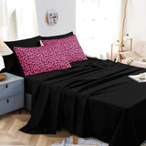 Leopard Print Comforter King Black and Pink Bedding Sets 8 Pcs Hot Pink Cheetah Animal Print Texture Wild Leopard Bed in A Bag with Comforter and Sheet Set Chumerry
