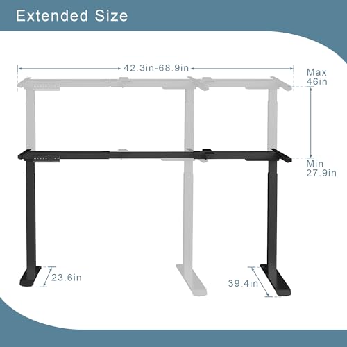 Fromann Standing Desk Frame Electric Height Adjustable Desk Legs Sit Stand Up Table Base Dual Motor L Shaped Corner with USB for Home and Office (Black) Fromann
