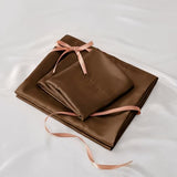 BEDELITE Satin Sheets Queen Size Bed Set, Luxury Soft Brown Silky Sheets for Hair and Skin, Similar to Silk Bed Sheets Set 4 Pieces with 1 Deep Pocket Fitted Sheet, 1 Flat Sheet, and 2 Pillowcases