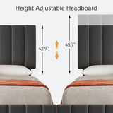 Garvee Full Size Bed Frame with 4 Storage Drawers, Adjustable Height Headboard, Linen Upholstered Platform Bed Frame, No Box Spring Needed, Easy Assembly, Grey Garvee