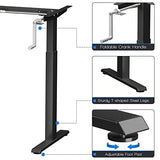 COSTWAY Crank Standing Desk Frame, Manual Hand Crank Workstation Base, Ergonomic Sit to Stand Base w/Foldable Crank Handle, Hook, Cable Management Rack (Black) COSTWAY