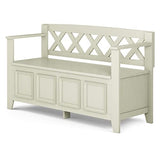 Amherst Solid Wood 48-Inch Entryway Storage Bench in Antique White SIMPLIHOME