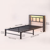 Maliacife Twin Bed Frame with Headboard,Single Bed Frame with Charging Station and LED Lights,Metal Platform Bed Twin Sizes,No Box Spring Needed,Easy Assembly,Black (Sand Black, Twin) Maliacife