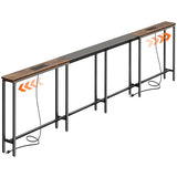 Huuger Narrow Sofa Table with 2 Power Outlets, 110.2-157.5 Inch Adjustable Length, Behind the Couch Table with USB-C Port, Long Entryway Console Table, Anti-tip Kit, for Living Room, Rustic Brown Huuger
