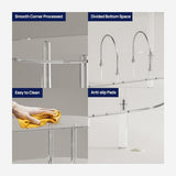HMYHUM Acrylic Record Player Stand with Vinyl Storage, 35.4" L x 15.7" W x 30.1" H, Large Turntable Stand Table Holds Up to 200 Albums, 3-Tier Clear Vinyl Record Holder for Living Room, Bedroom HMYHUM