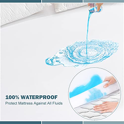 2 Pack King Waterproof Mattress Protector Deep Pocket Mattress Cover, Soft Breathable Mattress Pad, Fitted Noiseless Waterproof Bed Cover Stretch to 25" UNILIBRA