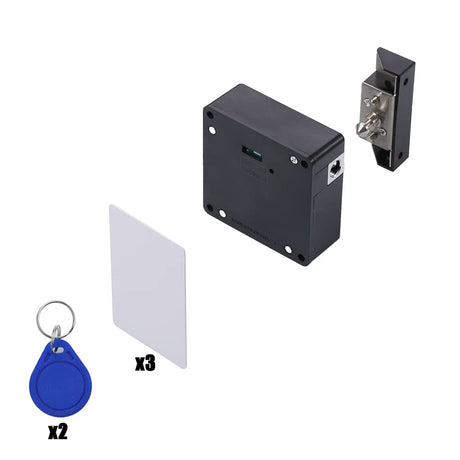 Homello RFID Lock Electronic Cabinet Lock with USB Cable - Hidden DIY Lock for Wooden Cabinet Drawer Locker Cupboard Gun Box with 5 Key Cards/Fobs Homello