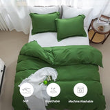 SheRest Olive Green Duvet Cover - Soft Brushed Microfiber, 3 Pieces, 1 Duvet Cover 80x90 Inches with Zipper Closure 8 Ties & 2 Pillow Shams, Breathable Bedding Set for All Season, Full (No Comforter) SheRest