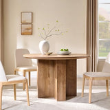 OKD 47" Round Dining Table for 4 People, Modern Pedestal Kitchen Table with Stable Cross Base & Thick Wood Top, Circle Dinner Table for Dining Room, Kitchen, Living Room, Light Tree Knot (Table Only) OKD