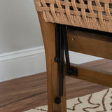 Linon Bennett Natural Folding Chair with Woven Rope Back and Linen Upholstered Seat Set of 2 Linon