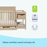 Graco Shiloh 5-in-1 Convertible Crib & Changer with Drawer – GREENGUARD Gold Certified Baby Crib Crafted from Wood, Converts to Toddler Bed, Daybed, and Full-Size Bed (Driftwood)