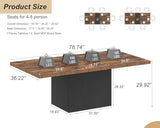 HSH 78” Dinner Table for 6 to 8, Large Wood Rectangular Dining Table, Rustic Kitchen Table only with Black Strong Base, Industrial Dining Room Table for Home Gathering Office, Rustic Brown, 78.74 in HSH