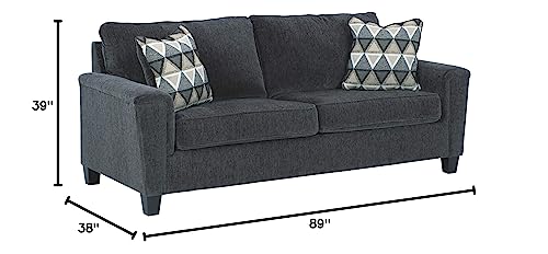 Signature Design by Ashley Abinger Chenille Contemporary Sofa with 2 Accent Pillows, Dark Gray Signature Design by Ashley
