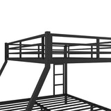 YOPTO Queen Over King Metal Bunk Bed with 2 Side Ladders & Full-Length Guardrail,Reinforced Frame Bunkbeds W/ 24 Metal Slats Supports & Thicker Legs,Space-Saving,Noise Free,for Teens,Dormitory,Black YOPTO