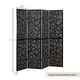 Roundhill Furniture Aurra 4-Panel Wood Room Divider, Folding Portable Partition Screen, Black Roundhill Furniture