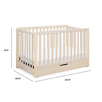 Carter's by DaVinci Colby 4-in-1 Convertible Crib with Trundle Drawer in Washed Natural, Greenguard Gold Certified, Undercrib Storage