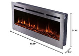 Touchstone Sideline Deluxe -Stainless Steel Smart Electric Fireplace- 50" Wide- Alexa/WiFi-Enabled- in Wall Recessed- 5 Flame Settings- 9 Flame Colors- 1,500W Heater- Log & Crystal Options- 86273 Touchstone