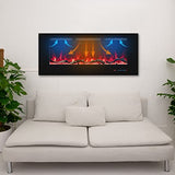 30" Electric Fireplaces Inserts, Recessed & Wall-Mounted Fireplace Heater with Thermostat, Multicolor Flames,Timer, Log & Crystal, 750/1500W VINEMOUNT