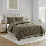 VCNY Home Full/Queen Size Pinsonic Circle Bedding Set - 3 Piece | Quilt & 2 Pillow Shams | Elegant Home Decor | Soft, Durable & Breathable | Wrinkle Resistant | Circles Olive Green VCNY Home