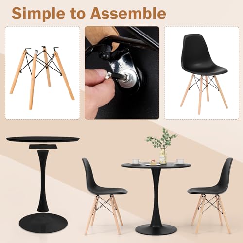 Giantex 3-Piece Dining Table Set for 2, 32” Round Table & 2 Dining Chairs, Kitchen Table Chairs Set for Small Spaces, Dinette, Breakfast Nook, Dining Room, Dinner, Restaurant, Black Giantex