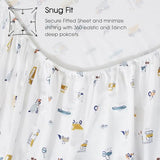 Ivellow 100% Cotton Sheets Queen Size Set 4 Pieces Soft Breathable Durable Lightweight Crispy Percale Bed Sheets 16" Deep Pocket Excavator Car Patterned Sheets White Kids Queen Sheet Set Ivellow