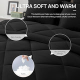 Love's cabin Queen Comforter Set Black, 7 Pieces Queen Bed in a Bag, All Season Bedding Sets with 1 Comforter, 1 Flat Sheet, 1 Fitted Sheet, 2 Pillowcase and 2 Pillow Sham Love's cabin