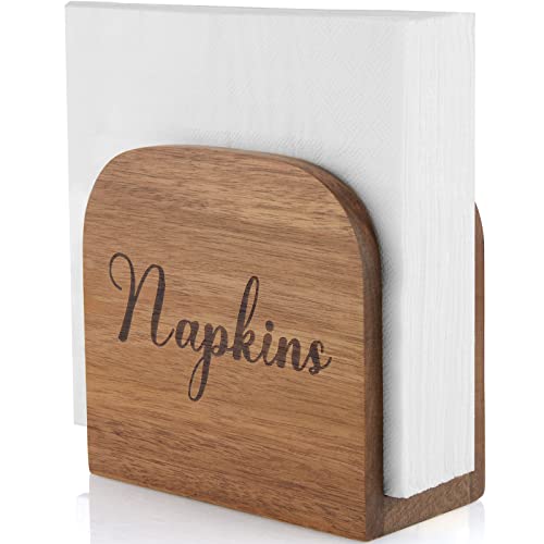 Napkin Holder for Table, ALELION Acacia Wooden Napkin Holders for Kitchen, Napkin Holder for Kitchen Dining Room Table Decor, Upright Wood Napkin Dispenser for Indoor & Outdoor Use