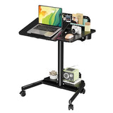 JOY worker Mobile Standing Desk with 60° Tiltable Desktop, 28" Height Adjustable Rolling Desk, DIY Pegboard & Storage Base, Portable Laptop Desk with 4 Lockable Wheels for Home Office, Black JOY worker