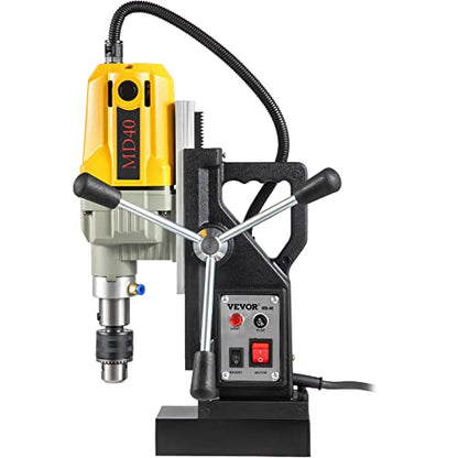 VEVOR Magnetic Drill, 1100W 1.57" Boring Diameter, 2697lbf/12000N Portable Electric Mag Drill Press with 7 Bits, 580 RPM Max Speed Drilling Machine for any Surface and Home Improvement - WoodArtSupply