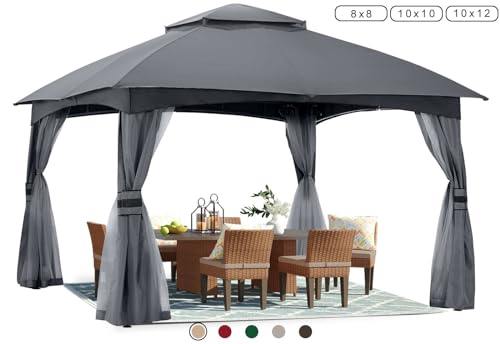 ABCCANOPY 10x10 Outdoor Gazebo - Patio Gazebo with Mosquito Netting, Outdoor Canopies for Shade and Rain for Lawn, Garden, Backyard & Deck (Dark Gray)