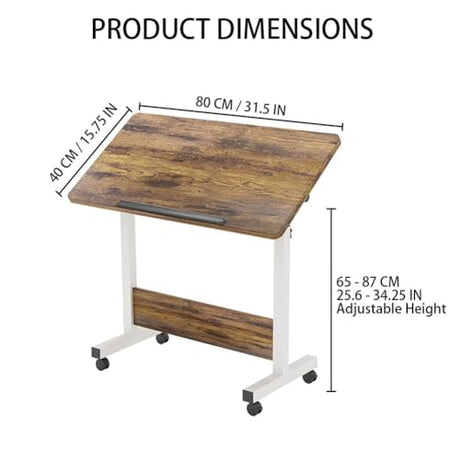 Takywep Adjustable Height Rolling Standing Desk, Mobile Foldable Sit Stand Workstation with Wheels for Laptop, Small Space Home Office Computer Table Takywep