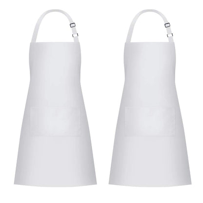 Jubatus 2 Pack Bib Aprons with 2 Pockets Cooking Chef Kitchen Apron for Women Men, White