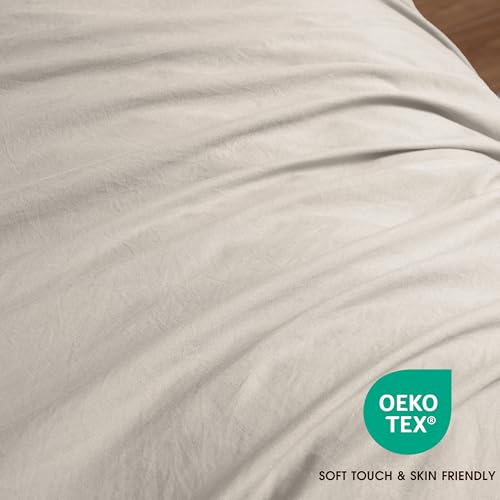 Soft Washed Duvet Cover Set Twin / Twin XL Size, Prewashed Microfiber Cotton-Like Bedding Set, Duvet Cover 68x90 with Button Closure & Pillow Sham for All Seasons,Comforter Not Included (Linen) Ranunculus