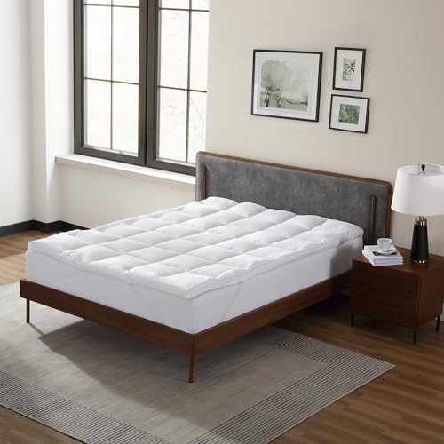 CirclesHome White Futon Mattress Toppers with Anti-Slip Anchors - Futon Cover Filled with Plush Down Alternative Fill - Full Size Futon Cover is Soft, Comfortable and Allergy Free (Size: 54 x 75 x 3) CIRCLESHOME