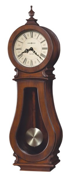 Howard Miller Decatur Wall Clock II 549-481 – Tuscany Cherry Finish, Wooden Stick Pendulum & Brass Finished Bob, Volume Control, Quartz Dual-Chime Movement Howard Miller