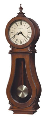 Howard Miller Decatur Wall Clock II 549-481 – Tuscany Cherry Finish, Wooden Stick Pendulum & Brass Finished Bob, Volume Control, Quartz Dual-Chime Movement Howard Miller