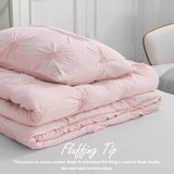 Swift Home Twin/Twin XL Baby Pink Rose Blush Comforter Set - Ruched 3D Floral Pintuck Bedding Set - 2 Pieces Bed Linen, 1 Comforter and 1 Pillow Sham Swift Home