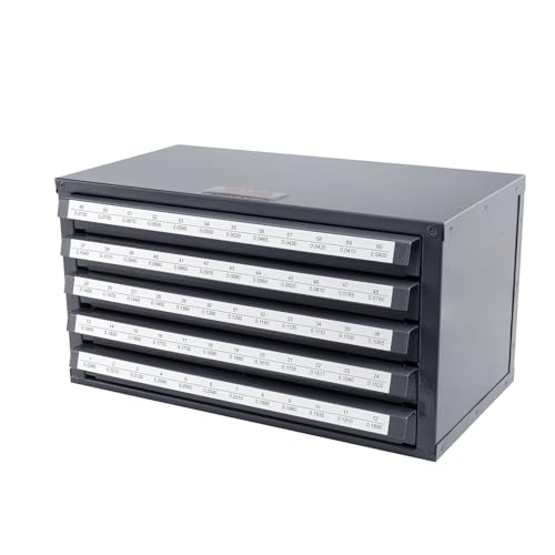 VEVOR Drill Bit Dispenser Cabinet, Five-Drawer Drill Bit Dispenser, 60-Compartment Drill Bit Organizer Cabinet, Drill Dispenser Organizer Cabinet Holder for Jobber Length Wire Gauge Sizes 1 to 60 VEVOR