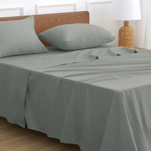HYPREST Cotton Sheets King Size,18 Inch Deep Pocket King Sheets Hotel Luxury Soft Light Grey - 600 Thread Count HYPREST