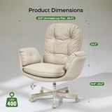 amseatec Criss Cross Chair with Armrests & Wheels for Cross-Legged Sitting, Comfortable Adjustable Swivel Office Desk Chair –PU Leather Vanity Chair for Home, Makeup and Bedroom (Cream) amseatec