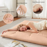 Mollydot Japanese Floor Futon Mattress Queen Size 60"x 80", Foldable Bed Mattress, Portable Tatami Mat Sleeping Pad, Folding Futon Cushion, Roll Up Floor Lounger for Guest Room Dormitory (Khaki) Mollydot