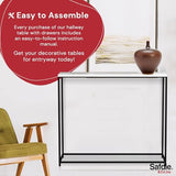 BOWERY HILL Contemporary Marble Console Table, 31" L x 13" W x 28" H, Engineered Wood Top, Black Metal Legs, Modern Style Entryway, Hallway or Living Room Accent Furniture BOWERY HILL