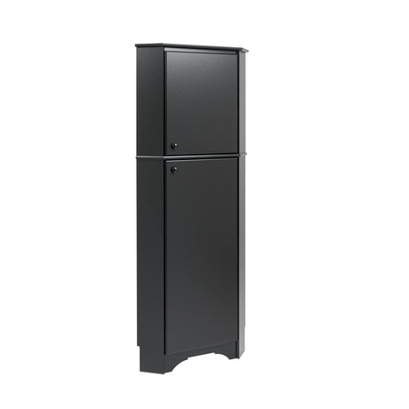 Prepac Elite Functional 2-Door Corner Storage Cabinet with Shelves, Simplistic Tall Corner Shop Cabinet 18.75" D x 29.25" W x 72" H, Black, BSCC-0605-1 Prepac