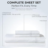 Mayil Manor 100% Natural Cotton Sheets Queen Size Bed Set | 500 TC Single-Ply Sateen Weave | Soft, Breathable, Hypoallergenic Solid 4-Piece Bedding with Deep Pocket Fitted, Flat, Pillowcase | White Mayil Manor
