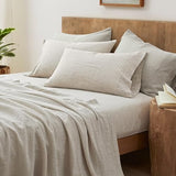 ATLINIA 100% Pure Flax Linen Bedding Set - Stone Washed French Linen Fabric Deep Pocket Fitted Sheet Farmhouse Flat Sheet 2 Pillowcases (Natural, King) ATLINIA