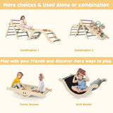 BIERUM 8 in 1 Montessori Pikler Triangle Set with Soft Cushion, Foldable Toddler Climbing Toys with Ramp for Sliding or Climbing, Wooden Jungle Gym, Indoor Playground for Toddlers and Kids, Rainbow BIERUM