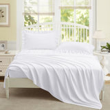 Yvrcen 4 Pieces Ruffle Full Sheet Set, White Bed Sheets Full Size, Microfiber Coquette White Sheets with 16 Inch Deep Pocket Fitted Sheet, 1 Ruffled Flat Sheet & 2 Ruffled Pillow Shams Yvrcen